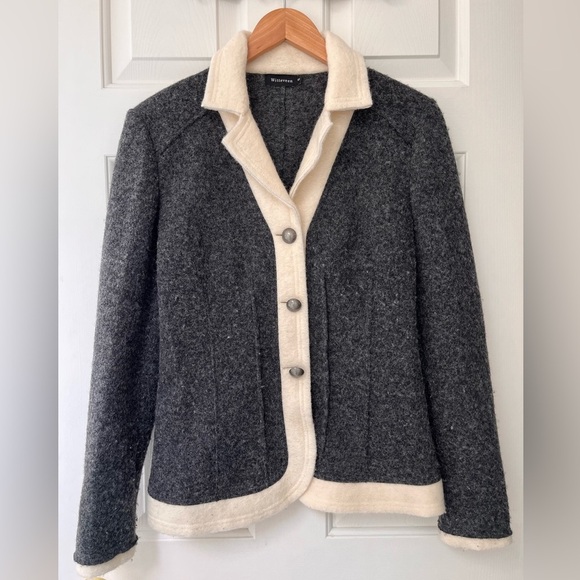 Witteveen Charcoal & Cream Trim Wool-Blend Jacket S - Picture 2 of 15